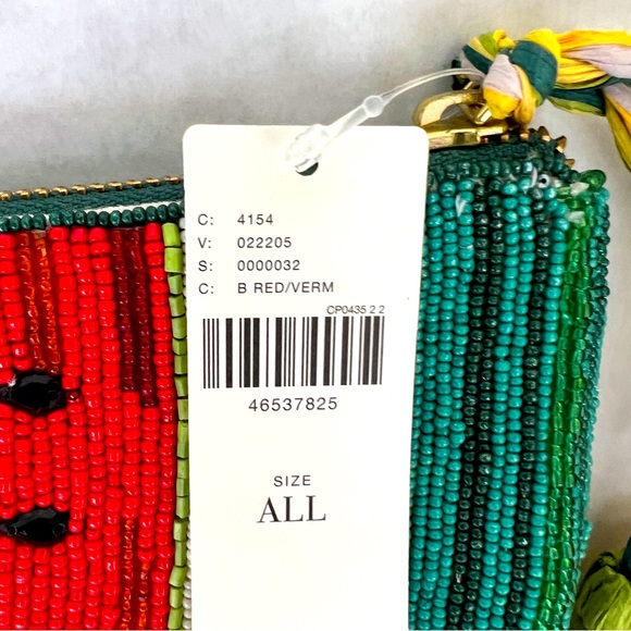 ANTHROPOLOGIE Tasseled Watermelon Beaded Clutch - Picture 8 of 11